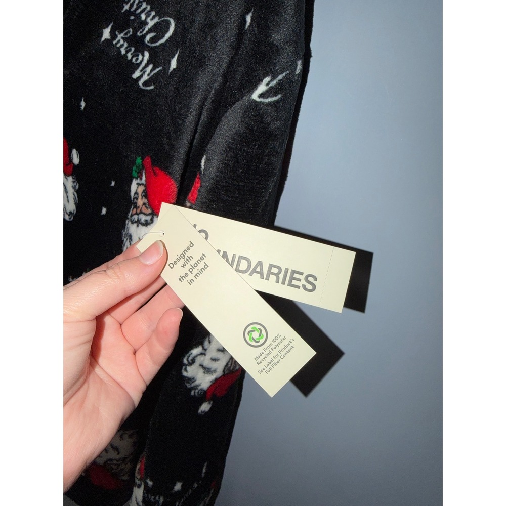 No Boundaries Mens Santa Claus Merry Christmas Plush Fleece Quarter Zip Black M - Picture 5 of 6